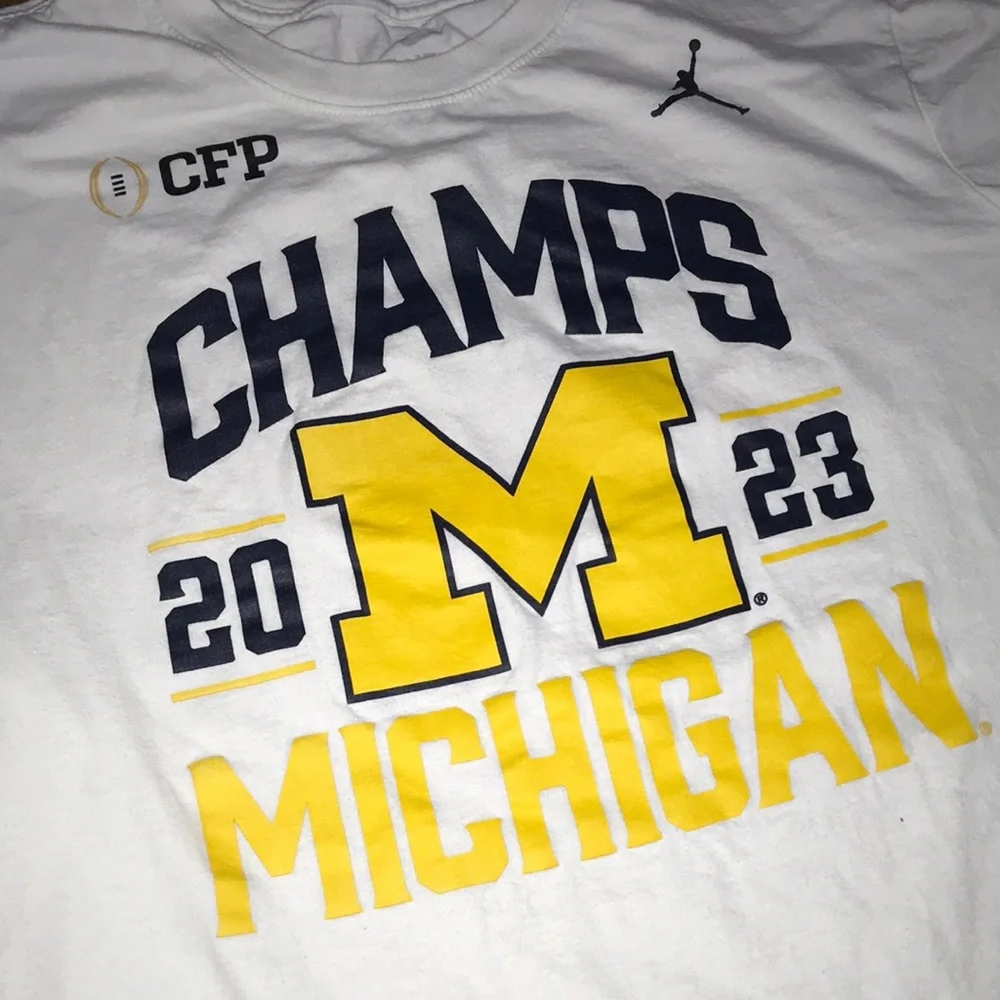 Jordan White Michigan‎ Wolverines Champs Graphic Tee - Navy & Maize
